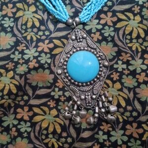 Turquoise Beaded Pendant Necklace